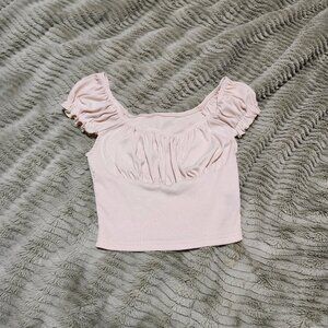 Beige Ribbed Milkmaid blouse